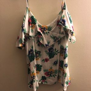 Women's off the shoulder ruffle front top